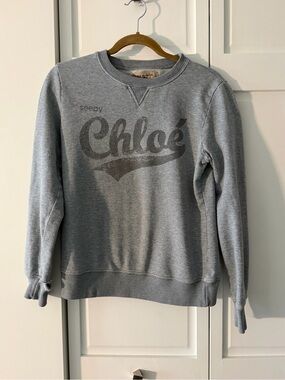 See by Chloe Vintage Y2K Distressed Grey Logo Sweatshirt M